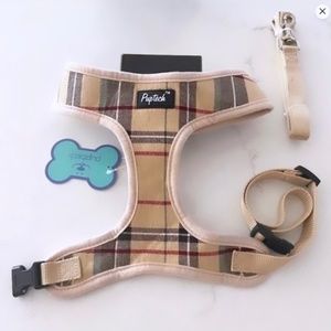 Calling all POSH Pups! Luxury-inspo! Plaid coordinated HARNESS + LEASH SET